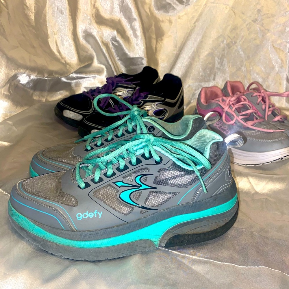 3 pair Lot 7.5 Orthopedic Walk Cushioned Women's GDEFY Ion Athletic Shoe Bundle